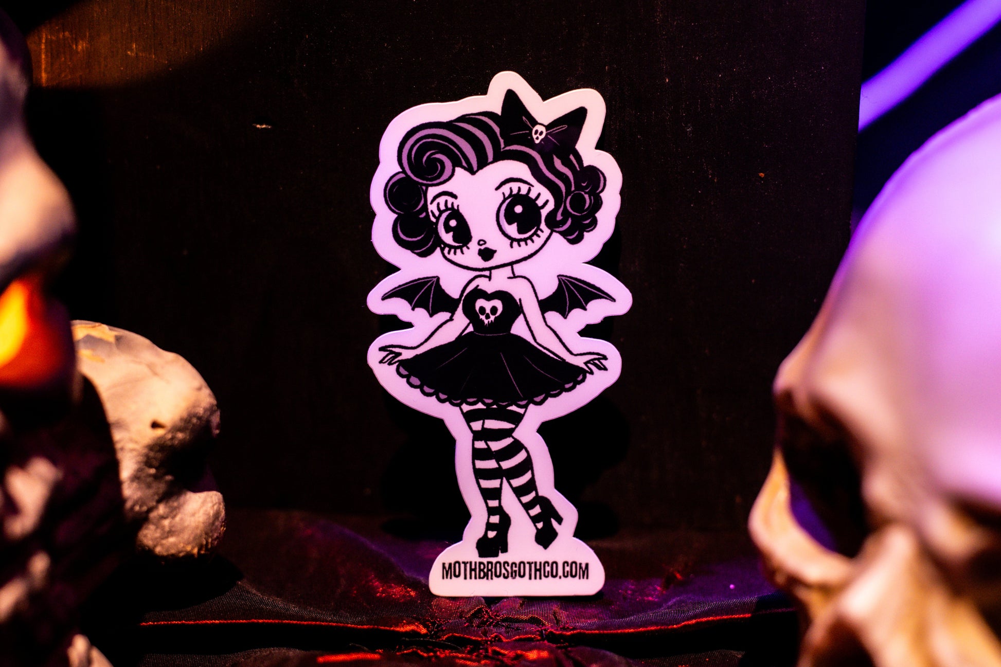 Batty Bones Goth Girl Pinup Sticker