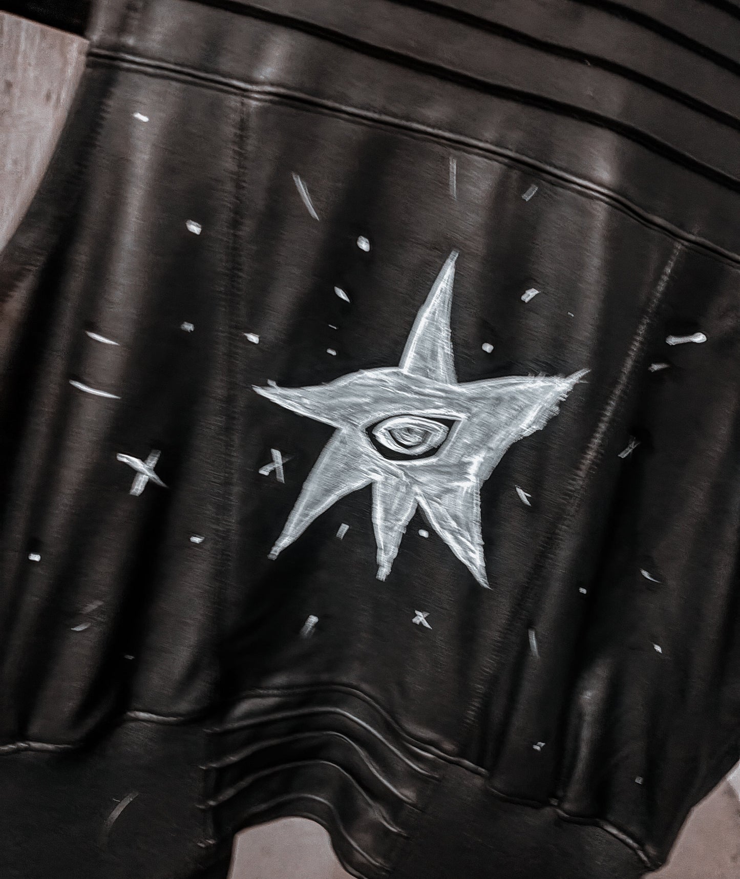 “Rebel Star” — Hand-Painted Vegan Leather Moto Vest