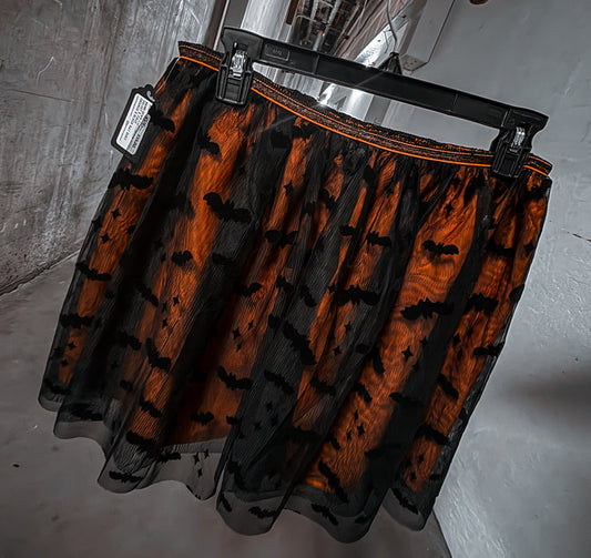 “Velvet Wings” — Hand-Sewn Bat Tulle Skirt