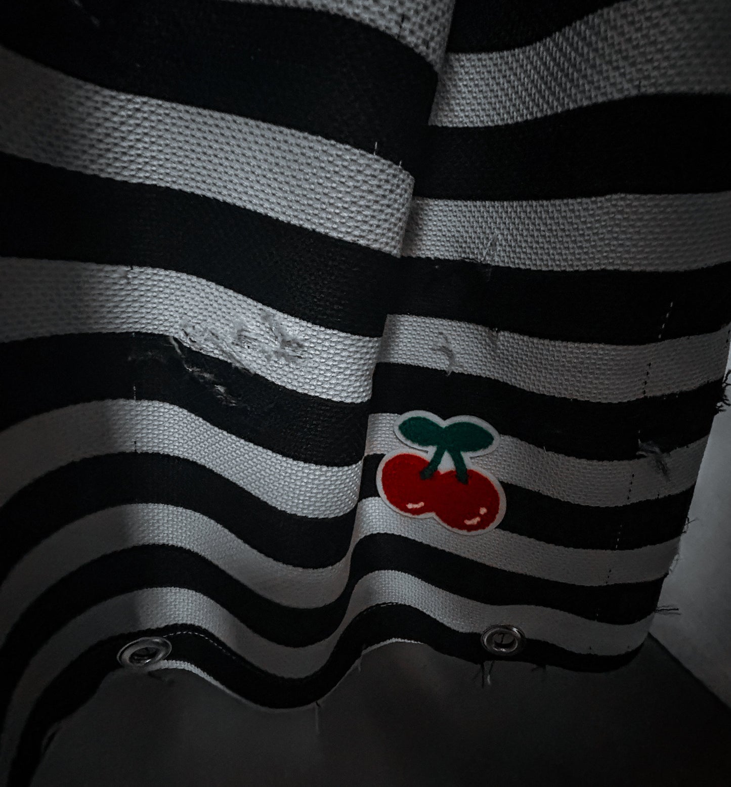 “Cherry Bombshell” — Striped Distressed Skirt