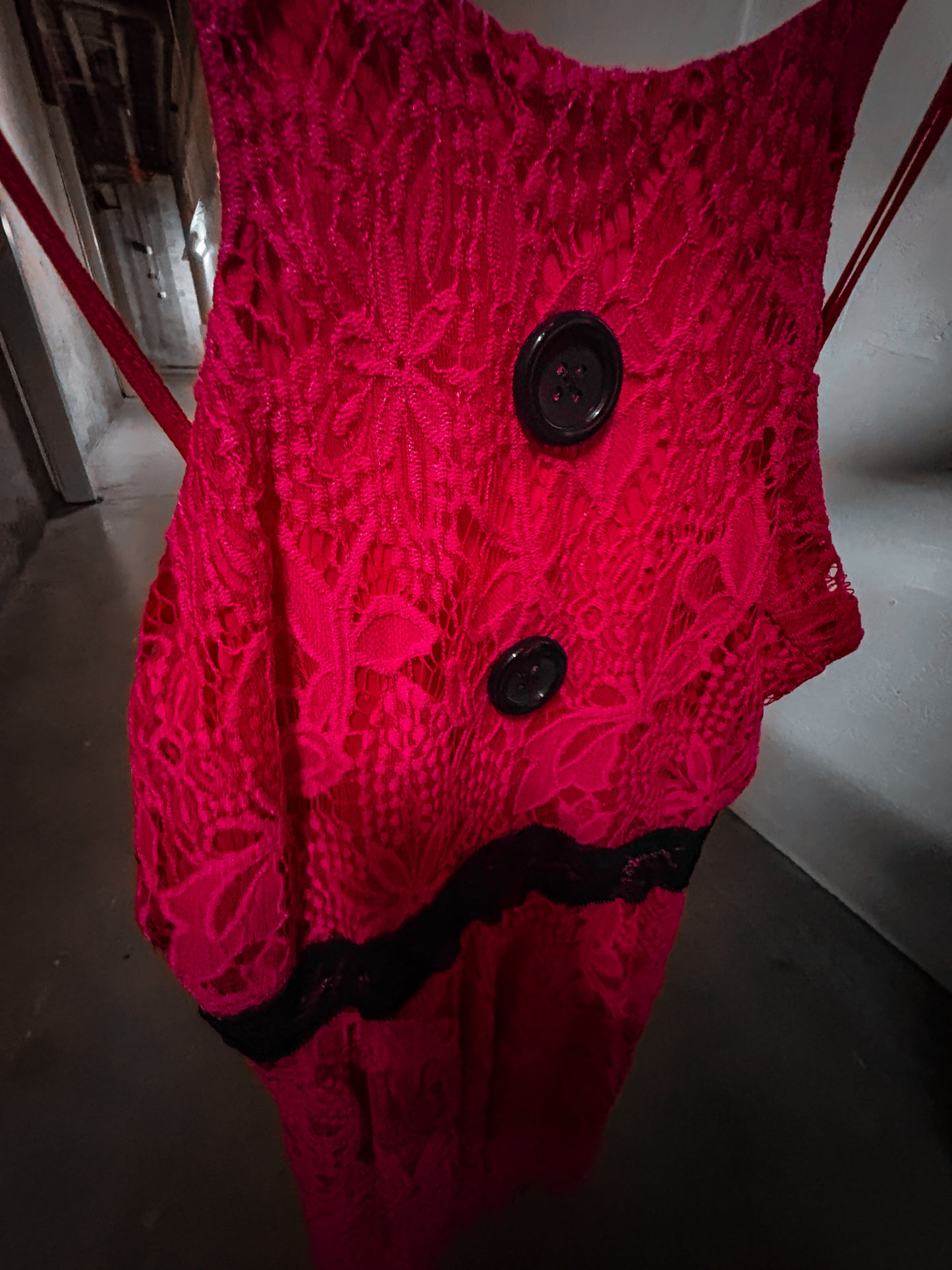 “Deadly Doll” — Hot Pink Lace Halter Dress