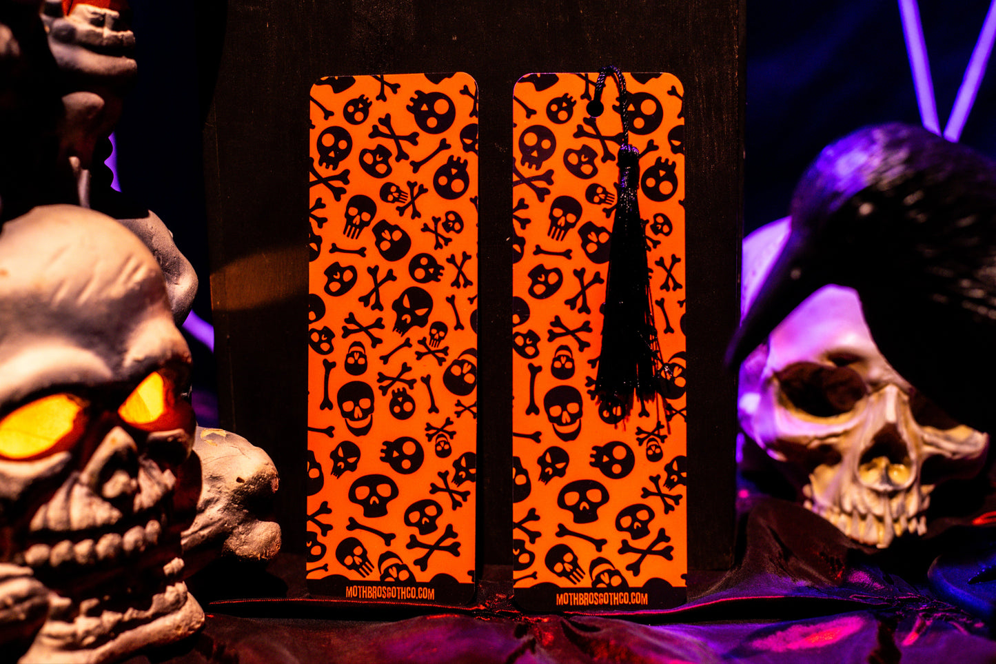 Toxic Orange Skulls Bookmark